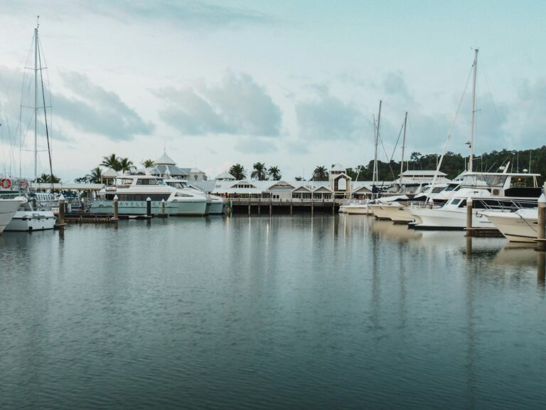 Port Douglas Queensland, a harbor filled with lots of white boats